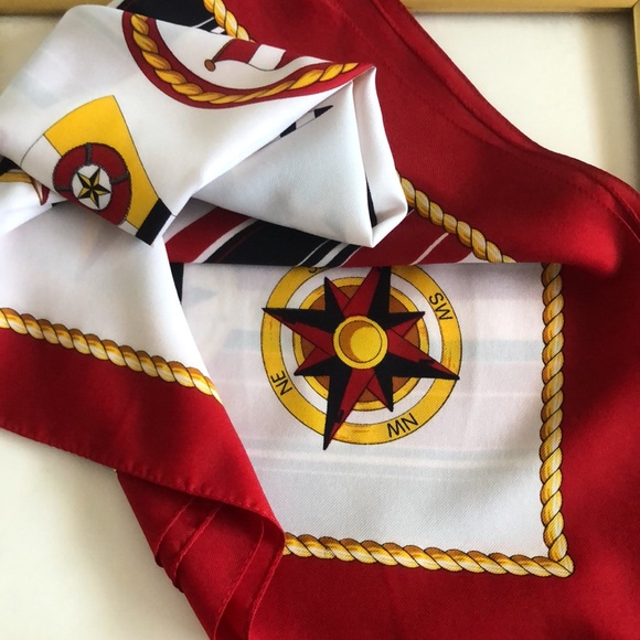 Vtg ITALIAN Square  Scarf. Excellent  Nautical Themed  accent to your wardrobe - Picture 2 of 15